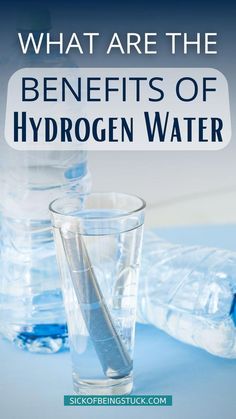 a glass filled with water and an ice pack next to the words what are the benefits of hydrogen water?