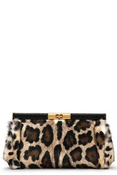 DOLCE & GABBANA-Large Marlene Bag - Leopard-LEO Designer Rectangular Bag In Leopard Print, Luxury Leopard Print Top Handle Bag, Luxury Leopard Print Rectangular Bag, Elegant Brown Calf Hair Bag, Luxury Leopard Print Bag With Removable Pouch, Evening Bags With Detachable Strap In Leopard Print, Evening Bags With Leopard Print And Detachable Strap, Chic Tortoiseshell Leather Bag, Evening Leopard Print Bag With Detachable Strap