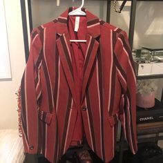 Mural. Bought Brand New At Nordstrom. Doesn’t Fit. Size S Casual Red Fall Blazer, Casual Red Blazer For Winter, Casual Red Blazer For Fall, Casual Long Sleeve Burgundy Blazer, Trendy Red Outerwear For Work, Trendy Red Blazer For Work, Trendy Red Blazer For Workwear, Trendy Red Blazer With Pockets, Chic Red Fall Blazer