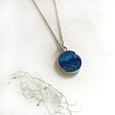 Night STAR NECKLACE / Illustrated Jewelry / Indigo Blue Fireflies and Stars Stargazing Blue Star-shaped Adjustable Necklace, Adjustable Blue Nature-inspired Necklace, Blue Adjustable Nature-inspired Necklace, Blue Nature-inspired Round Pendant Necklace, Blue Star-shaped Nickel-free Necklace, Blue Fireflies, Sky Logo, Night Sky Painting, Jewelry Illustration