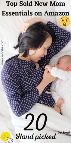 a woman laying on top of a bed with a baby in her lap and the caption reads, decourn les massages et fetes des pictures de bebe