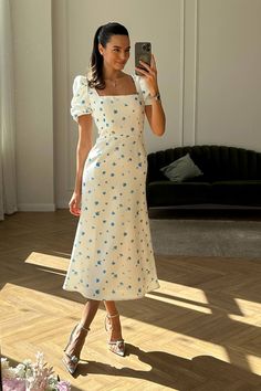 Midi Dress Elegant, Short Puff Sleeve, Bohemian Summer, Midi Dress Party, Vestidos Vintage, Midi Dress Casual, Puff Sleeve Dresses, Dress Elegant, Bohemian Dress