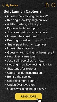 Instagram Captions Hints For Crush, This Is Her Captions, Captions For New Relationships, Chill Bios For Instagram, Boyfriend Compliments Text, Secret Captions For Him, Soft Launch Quotes, Caption For Someone Special, Sweet Insta Captions This Is Her Captions, Captions For New Relationships, Quotes For A New Relationship, Instagram Captions Hints For Crush, Chill Bios For Instagram, Not Special Quotes, Hard Launch Insta Captions, Flirting Captions For Instagram, Soft Launch Quotes