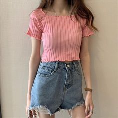 Material: Cotton Material: Polyester Item Type: Tops Tops Type: Tees Sleeve Length: Short Sleeve Style: Regular Fabric Type: Knitted Pattern Type: Solid Gender: WOMEN Clothing Length: Short Collar: Slash Style: Soft Girl Style, Soft Girl Crop Top, Soft Girl Outfits Size (cm) Width Length Sleeve S 62-84 30.0 13 M 66-88 32.0 14 L 70-92 34.0 15 Size (inch) Width Length Sleeve S 24.41-33.07 11.81 5.12 M 25.98-34.65 12.60 5.51 L 27.56-36.22 13.39 5.91 Casual Non-stretch Knitted Tops, Trendy Non-stretch Knitted Tops, Pink Short Sleeve Cotton Knit Top, Cute Fitted Knit Top, Summer Solid Color Knitted Tops, Solid Knitted Tops For Summer, Knitted Solid Tops For Summer, Casual Ribbed Knit Crop Top, Trendy Pink Stretch Knit Top