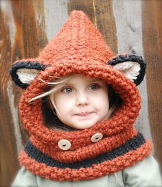 a collage of photos showing different hats and scarves for children to wear in winter