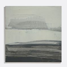 an abstract painting with black and white lines on the bottom half of it, in grey tones