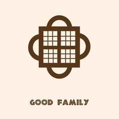 the good family logo is shown in brown and white, with an interlaced design