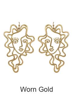 "Picasso Face Girl Before a Mirror Design Drop Dangle Post Earrings Picasso face wired earrings Available Finished Colors : Matte Gold, Matte Silver, Matte Black Minimal Hollow Face Earring, Abstract Style, Unique and Beautiful Dangle Earrings A Must Have Jewelry Accessory For Your Collection. Reasonable Prices Designed in NY CITY Measurement: Approx: 2.5\"(L) Weight : 0.46 Oz This item is Lead, Nickel, and Cadmium Compliant" Artistic Nickel-free Hoop Earrings, Nickel-free Artistic Hoop Earrings, Wired Earrings, Must Have Jewelry, Different Types Of Curls, Using A Curling Wand, Black Minimal, Face Girl, Mirror Design