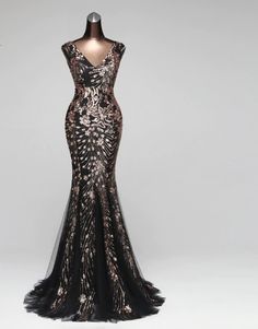 Black V Neck Sequined Mermaid Evening Dress · KoKo Fashion · Online Store Powered by Storenvy Sequin Prom Dresses Long, Sequins Prom Dress, Sequin Flower, Prom Dress Long, Sequin Prom Dress, Evening Party Gowns, Formal Party Dress, Dress Out, Mermaid Evening Dresses