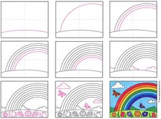 how to draw a rainbow in the sky