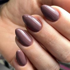 Expensive Looking Nail Color, Gel Manicure For Fall, Almo D Shape Nails, Taupe Colored Nails, Indian Gel Nail Designs, Sold Nail Colors, Elegant Almond Nails Classy Fall, Brownish Purple Nails, Dark Taupe Nails