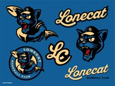 some baseball logos with cats on them and the words lions, lions, lions and lions