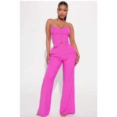 Two Piece Pantsuit. Top Is More Of A Crop Style And Fits Like A Small. Never Worn Because It Was Too Small. I Can Provide Additional Pictures If Requested. Pants Suits For Women, Pageant Casual Wear, Outfits Nashville, Hot Pink Jumpsuits, Pink Ideas, Outfits Concert, Miami Style, Birthday Outfit For Women, Performance Outfits