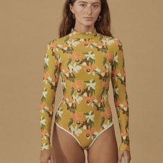 Brand New With Tag & Acacia Hygienic Liner. Ehukai Piped Onepiece Rash Guard Surf Suit In Waimea Green Yellow Floral Hawaiian Print By Acacia Swimwear X Sorry In Advance. Extra Large. Can Be Worn With Ziper In Back Or Reversed In Front. No Trade Please. Rare Size & Color. The Price Is Firm & Reflects High % Posh Fees, Rarity, Above Retail Price I Paid With Tax & Postage. I Am Not Interested In Selling This For Less Than I Paid So No Offers Please. I Do Not Trade If You Don't Like The Price Don't Yellow Printed Beachwear Bodysuit, Yellow Printed One-piece Swimwear, Yellow Long Sleeve Swimwear For Spring, Fitted Printed Yellow Bodysuit, Fitted Yellow Printed Bodysuit, Yellow Stretch Swimwear With Floral Print, Fitted Yellow Swimwear For Surfing, Yellow Bodysuit For Poolside Spring Occasions, Yellow Long Sleeve Fitted Swimwear