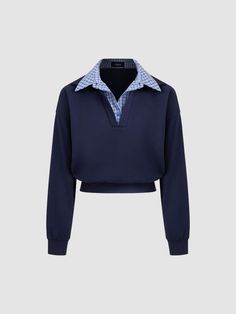 School Pattern, Collar Sweatshirt, Collared Sweatshirt, Collar Designs, Dark Denim, Cotton Style, Cider, Checks, Shop Now