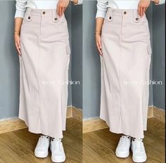 Dapatkan ide outfit yang sedang trend saat ini. Lihat bagaimana gaya trend dengan produk yang sedang diskon. Style Cargo Skirt, Thank You Sister, Skirt Korean, Smaller Hips, Twill Skirt, Cotton Skirt