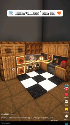 Craft Room Minecraft, Kitchens In Minecraft, Minecraft Kitchens Ideas, Small Room Minecraft Ideas, Mincraft Idea Rooms, Minecraft House Kitchen Ideas, Pantry Minecraft, Minecraft Kitchen Aesthetic, How To Make A Kitchen In Minecraft