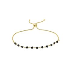 Add a sweetly elegant finishing touch to any ensemble with this 14k gold plated Gemistry gemstone beaded bolo bracelet. Add a sweetly elegant finishing touch to any ensemble with this 14k gold plated Gemistry gemstone beaded bolo bracelet. FEATURES Chain length: 10 in. Chain type: rope Clasp: adjustable Nickel free Metal: sterling silver Plating: 14k gold Finish: polished Packaging: velvety pouchSTONE DETAILS Stone size: 3 mm Shape: bead Gemstones may have been treated to enhance their appearanc Adjustable Yellow Gold Beaded Bracelet For Party, Adjustable Yellow Gold Beaded Bracelets With Faceted Beads, Elegant Yellow Gold Beaded Bracelets With Faceted Beads, Elegant Gold Rosary Bracelet With Faceted Beads, Elegant Faceted Beads Rosary Bracelet Gift, Elegant Rosary Bracelet With Faceted Beads As A Gift, Elegant Adjustable Rosary Bracelet Gift, Elegant Adjustable Rosary Bracelet For Gifts, Elegant Black Resizable Beaded Bracelets