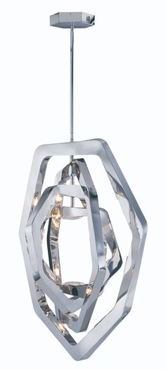 a chromed metal light fixture with an intricate design