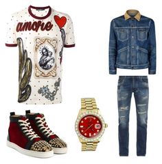 Untitled #113 by losdollas on Polyvore featuring polyvore, Dolce&Gabbana, Tom Ford, Christian Louboutin, Rolex, men's fashion, menswear and clothing Hypebeast Fashion Men, Hypebeast Fashion, Black Men Fashion Swag, Swag Outfits Men, Dope Outfits For Guys, Swag Men, Androgynous Fashion, Fashion Menswear