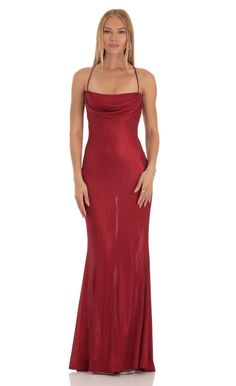 Simple Formal Dress Classy, Formal Dresses Open Back, Formal Dinner Dresses, Satin Dress Red, Stain Dress, Md Dresses, Red Prom Dress Long, Dream Prom Dress