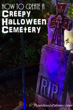 a halloween graveyard with the words how to create a spooky halloween graveyard