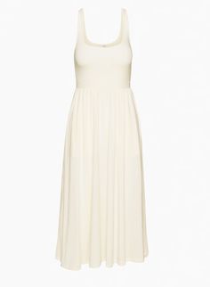 MARKET MIDI DRESS | Aritzia Summer Midi Dress With Flattering Silhouette And Straight Neckline, Chic Scoop Neck Midi Dress, Casual Midi Dress With Straight Neckline For Daywear, Chic Flowy Unlined Midi Dress, Flowy Square Neck Midi Dress For Daywear, Flowy Unlined Midi Dress, Unlined Linen Midi Dress For Daywear, Flattering Flowy Midi Dress, Spring Midi Dress With Flattering Silhouette For Daywear