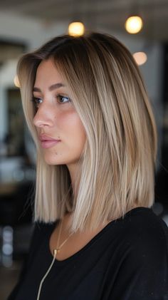 21 Blunt Cut Bob Hairstyles That Will Make You Want to Chop Your Hair Cool Blonde Long Bob, Over 30 Haircut, Short Hairstyles For Damaged Hair, Mom Chop Hair Straight, Long Bob For Thinner Hair, Long Bob Blonde Hairstyles, Blonde Lob Fine Hair, Medium Bob Straight Hair, Long Bob Before And After