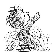 a black and white drawing of a cartoon character holding something in his hand with sprinkles on it