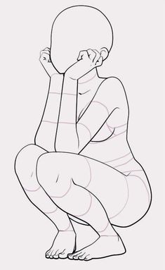 a drawing of a person sitting on the ground with their hands behind their head and arms crossed