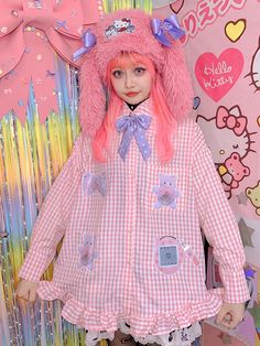 Size 			Free Size 		 		 			Bust 			124 		 		 			Sleeve Length 			61 		 		 			Full Length 			77 Harajuku Tops With Ruffles, Harajuku Style Ruffled Tops, Kawaii Long Sleeve Blouse, Cute Pink Patchwork Tops, Spring Kawaii Top With Doll Collar, Kawaii Spring Top With Doll Collar, Sweet Long Sleeve Blouse For Spring, Cute Shirt With Doll Collar For Spring, Cute Doll Collar Shirt For Spring