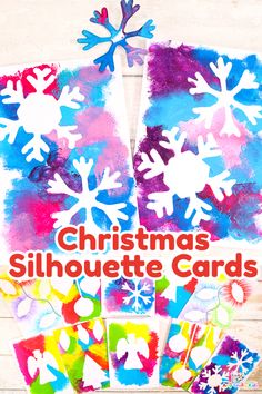 christmas silhouette cards with snowflakes on them and the words, christmas silhouette cards