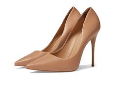 Chic Leather Heels Fitted, Chic Fitted Leather Heels, Faux Leather Heels With Reinforced Heel, Fitted Faux Leather Heels With Reinforced Heel, Fitted Solid Heels With Pointed Toe, Fitted Pointed Toe Heels, Elegant Beige Faux Leather Heels, Faux Leather Heels With Removable Insole, Fitted Beige Leather Heels