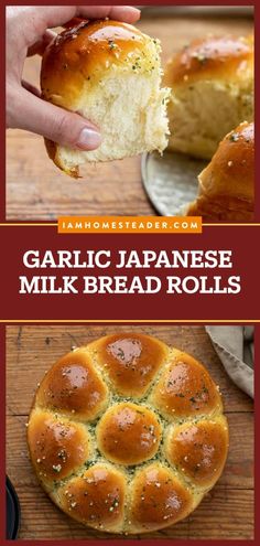 These easy Japanese milk bread rolls are the perfect side dish recipe to make! This milk bread recipe makes super soft and springy dinner rolls that are baked and topped with garlic butter. These Japanese milk bread rolls sound good and definitely taste best! Asian Bread Recipe, Soft Rolls Recipe, Butter Bread Recipe, Soft Bread Recipe, Fluffy Rolls