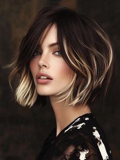 Elevate Your Bob Haircut with Stunning Highlights: Top Styles Funky Bob Hairstyles, Highlighted Bob, Highlight Ideas, Blonde Streaks, Lighter Hair, Hair Color Unique, Dimensional Color, Short Brown Hair, Asian Short Hair