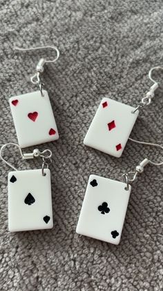 Pair of novelty playing card earrings. Perfect gift Any questions, please do not hesitate to ask.  I aim to post all items within 24hours of payment received and can combine postage if multiple items purchased :) White Novelty Jewelry For Valentine's Day, Novelty White Jewelry For Valentine's Day, Valentine's Day White Novelty Jewelry, Soda Tab Crafts, Card Earrings, Soda Tabs, Earrings Kawaii, Ace Card, Poker Casino