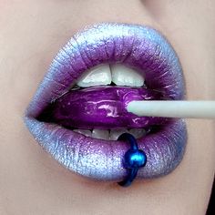 mirandaadria:  Lips Like Sugar by Miranda Adria Piercing Face, Piercing Labret, Candy Lips, Nice Lips, Love Lips, Purple Lips, Purple Lipstick, Lipstick Art, Bottom Lip