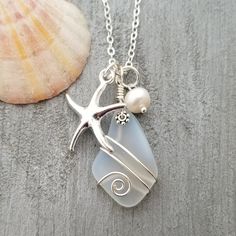 "Aloha! These design shows my love for this beautiful island of Hawaii. This item will be made to order and shipped directly from Hawaii. This is a sea glass pendant with a tarnish resistance silver plated chain necklace.The chain is a 20 inches long (can be customized from 30 inch down to any length if you leave me a note with the order for the preferred length) with a lobster claw catch. This handmade in Hawaii jewelry gift is from cultured sea glass that are specially formed into its shape fo Bohemian Sea Glass Jewelry For Jewelry Making, Silver Wire Wrapped Ocean-themed Jewelry, Silver Wire Wrapped Ocean-inspired Jewelry, Silver Ocean-inspired Wire Wrapped Jewelry, Ocean-inspired Sea Glass Jewelry For Jewelry Making, White Recycled Glass Jewelry For The Beach, Silver Sea Glass Jewelry For Beach, Handmade White Sea Glass Jewelry, Silver Wire Wrapped Jewelry For Beach