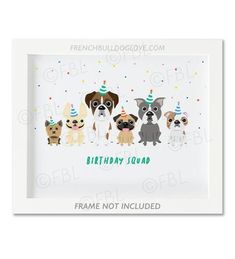 a birthday card with dogs wearing party hats