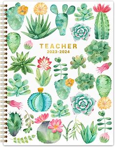 a spiral notebook with watercolor cactus and succulents on the front cover