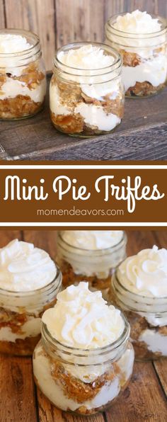 mini pie trifles in mason jars with whipped cream on top