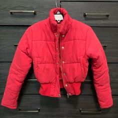 *Never Worn Red Cropped Puffer Jacket, Cropped Puffer Jacket, Puffer Jacket, Puffer, Size 2, Jackets & Coats, Jackets For Women, Red, Women Shopping