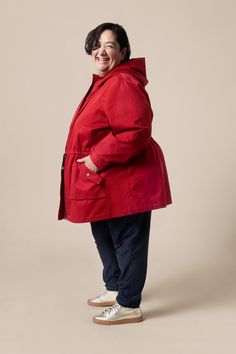 Style meets function with the Kelly Anorak; a classic shape with a modern cut, this simple coat is the perfect choice for transitional weather. Lightweight and unlined, it features a two-piece cuffed sleeve, optional drawstring waist, gusseted flap pocket and a zipper placket with snap buttons. View A will keep you warm and dry with a roomy three-piece hood, while View B features a classic stand-up collar. Everyday Outerwear With Double-lined Hood, Everyday Solid Outerwear With Double-lined Hood, Everyday Winter Parka With Pockets, Fall Raincoat With Pockets For Cold Weather, Solid Cotton Parka For Fall, Spring Outerwear With Double-lined Hood And Relaxed Fit, Spring Outerwear With Relaxed Fit And Double-lined Hood, Spring Outerwear With Double-lined Hood In Relaxed Fit, Cotton Raincoat With Detachable Hood For Fall