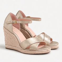 J Crew Jute Wedge Sandals In Metallic Leather Summer Weddings (And All Those Other Fancy-Ish Warm Weather Events) Call For Walkable, Danceable Wedges. Leather Upper And Lining. Rubber/Jute Sole. Import. Select Stores. Item An872. 3 3/4" (95mm) Heel Color: Gold Silver Size: 9 Medium Bundle With More Items In My Closet For A Discount! Thanks For Looking! Tags: J Crew Wedges, Gold Wedges, Women’s Gold Shoes, J Crew Jute Metallic Wedges Chic Ankle Strap Wedge Sandals For Wedding, Chic Wedge Heel Sandals For Wedding, Gold Open Toe Wedge Sandals For Wedding, Chic Wedge Heel Wedding Sandals, Gold Wedge Sandals For Summer Wedding, Gold Wedge Heel Sandals For Wedding, Gold Wedge Sandals For Wedding, Gold Wedding Wedge Sandals, Wedge Heel Sandals With Removable Insole For Wedding