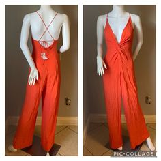 New Women’s Bright Orange Straight Jumpsuit Size Small New With Tags Brand Is Forever 21 Straps Are Adjustable, They Can Be Loosened Or Tightened Casual Backless Bodysuit For Spring, Casual Backless Spring Bodysuit, Fitted Tie-back Jumpsuits And Rompers For Night Out, Fitted Jumpsuit With Tie Back For Night Out, Fitted Jumpsuit With Tie Back For Date Night, Spring Loungewear Jumpsuits With Tie Back, Spring Loungewear Jumpsuits And Rompers With Tie Back, Spring Backless Jumpsuits And Rompers For Loungewear, Forever 21 Sleeveless Bodysuit For Spring