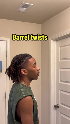 Men’s Barrel Twist, Men’s Retwist Styles, Barrel Locs Men, Starter Locs Barrel Twist Men, Half Up Half Down Barrel Twist Locs Men, Random Part Locs, Barrel Locs Dreads Men