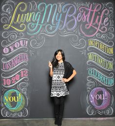 four different pictures of people posing in front of a chalkboard wall with the words love my battle written on it