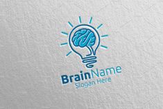 the brain logo has been designed to look like an electric light bulb, and is ready for