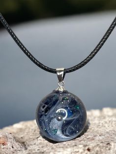 blue and silver galaxy resin pendant with planets, stars and glitter Galaxy Necklace, Galaxy Pendant, Resin Pendant, Stone Pendant, Stone Pendants, Blue And Silver, Pendant Necklaces, Favorite Jewelry, Planets