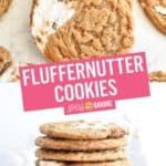 cookies with frosting on them and the words fluffernutter cookies